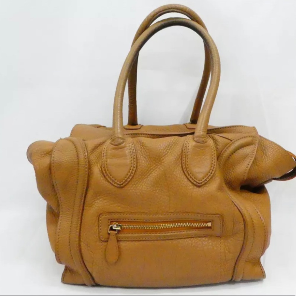 Authentic Vintage CELINE Luggage Mini Shopper Shoulder Brown Leather Bag